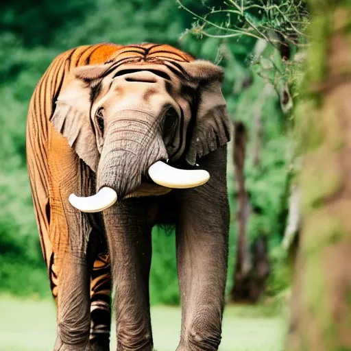 portrait photo still of real life elephant and tiger | Stable Diffusion