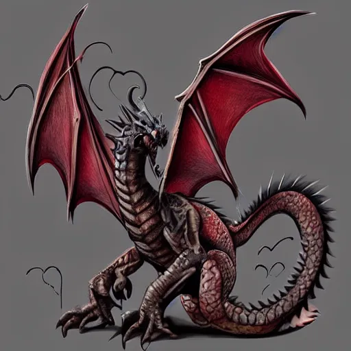 Image similar to A cute dragon mythological creature, Digital art, illustration, trend on artstation, horror, hdr