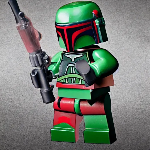 Prompt: Boba Fett lego mini figure, macro photography, detailed, 8k