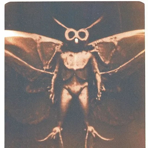 Image similar to Polaroid photo of mothman