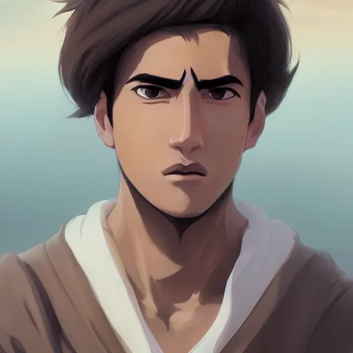 Prompt: Portrait of Haku from Spirited away as a young handsome clean shaven egyptian prince in the desert, highly detailed, smooth, sharp focus, artstation, illustration, digital art by WLOP