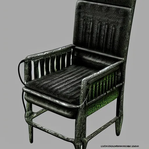 Prompt: photoreal render a chair in the style of H.R. GIger