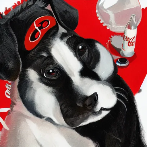 Image similar to clear bottle of coke cola, filled with dogs, trending on artstation, hiroaki tsutsumi style