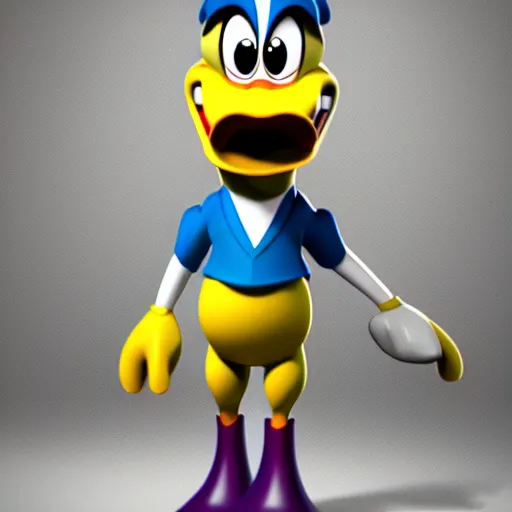 Prompt: ducktales donald duck, realistic, 3 d render, octane, toy