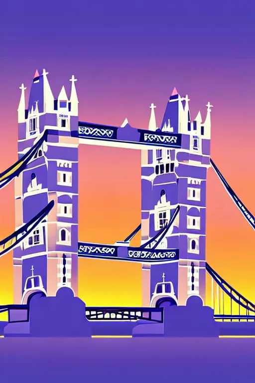 Prompt: minimalist boho style art of london tower bridge at sunrise, illustration, vector art