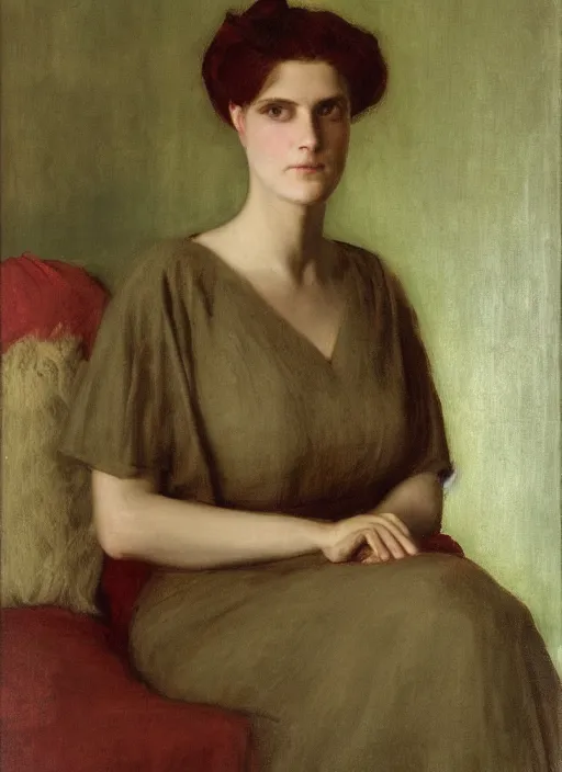 Image similar to a portrait of elizabeth fraser, by thomas cooper gotch and simeon solomon