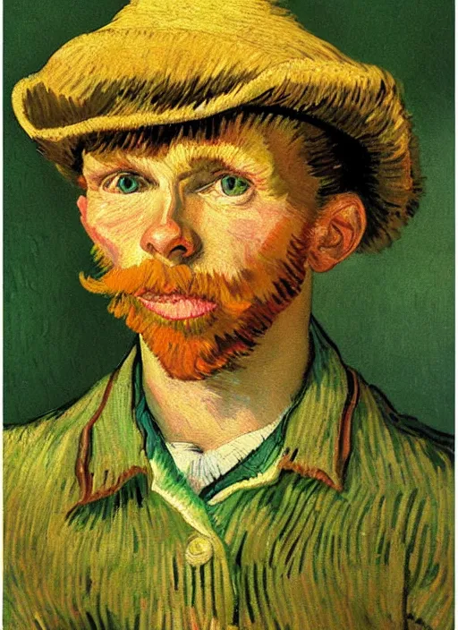 Prompt: lifelike oil painting portrait of tom sawyer by van gogh