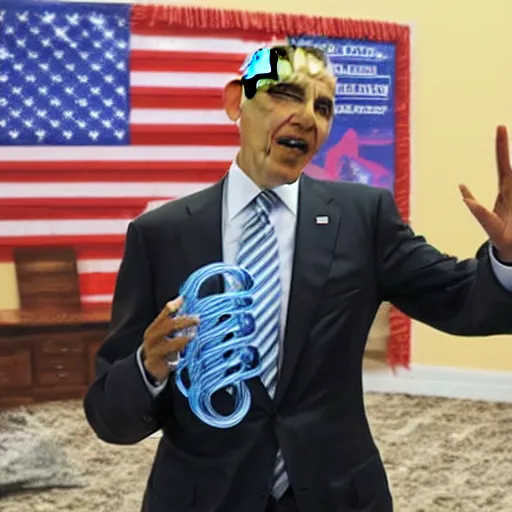 Prompt: obama playing with a slinky