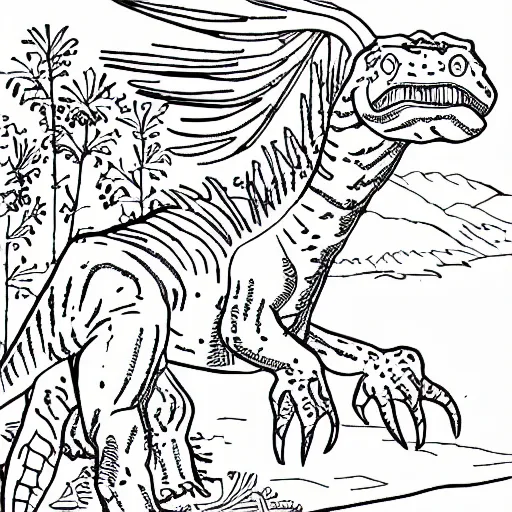 Prompt: coloring pages of dinosaur