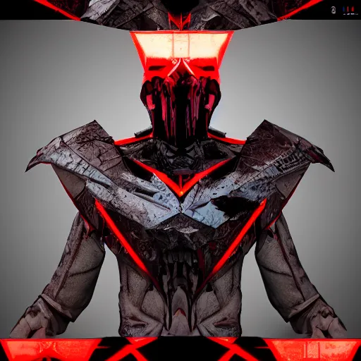 Image similar to Award-Winning. Trending on Artstation. 8K. Corrupted Knight infected with black obsidian glowing red. Angular. Sharp. Ready for battle.