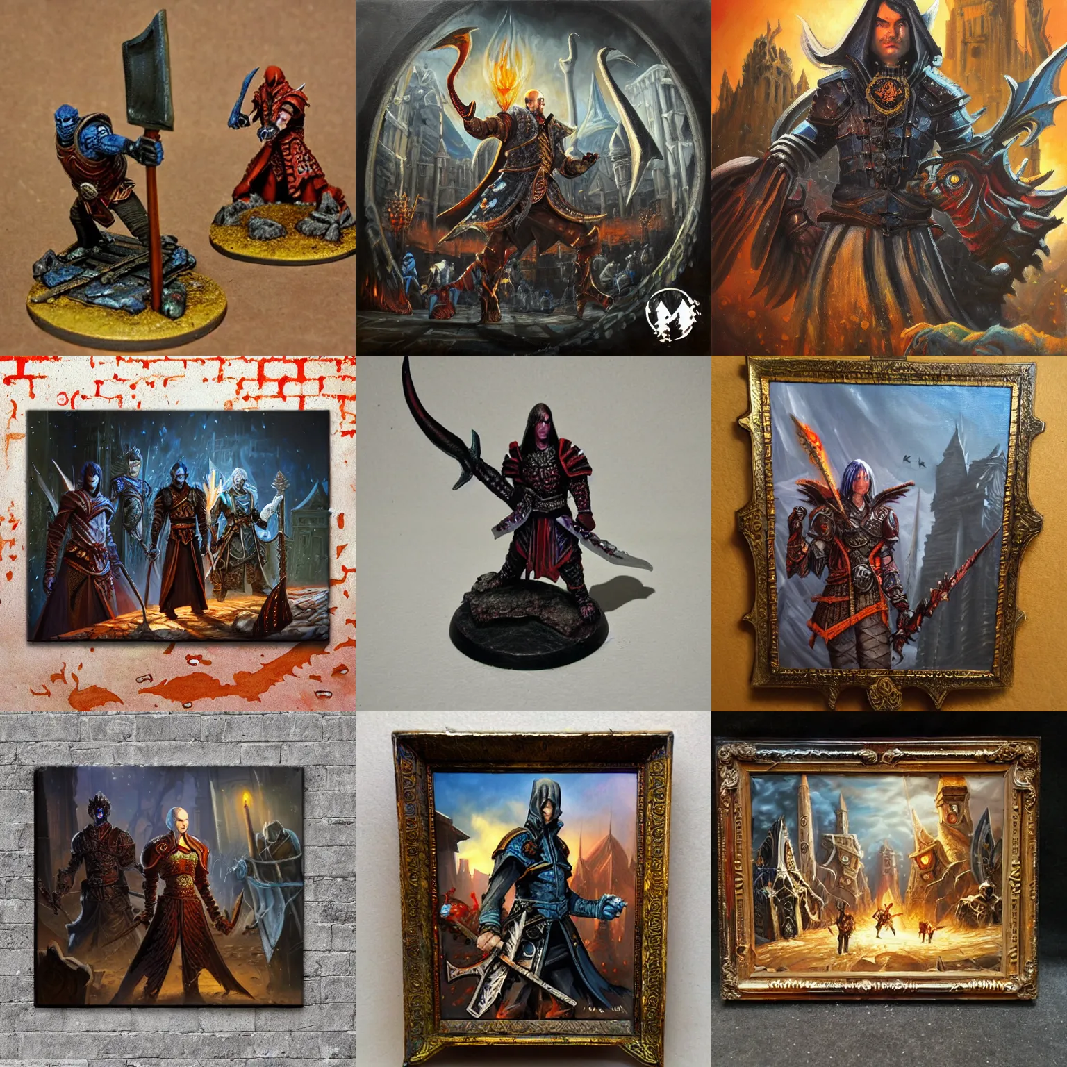 Prompt: city of neverwinter, wizards of the coast, dungeons and dragons, painting, weathered painting, oil painting