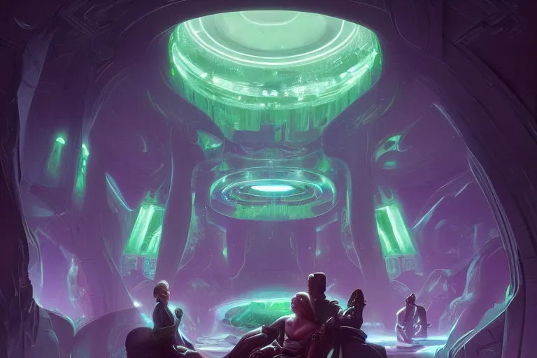 Prompt: portrait of the in the galactic throne room, smooth emeralds are like spirits, by artgerm and Craig Mullins, James Jean, Andrey Ryabovichev, Mark Simonetti and Peter Morbacher 16k