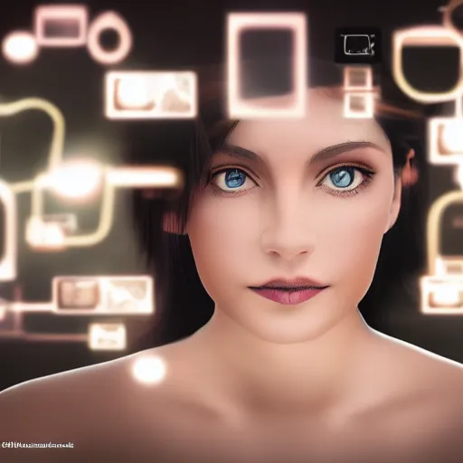 Prompt: woman has become a computer and is immortal, 4k, photorealistic