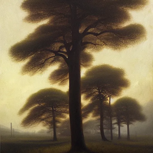 Image similar to Trees, oil on canvas, by Carl Gustav Carus, trending on ArtStation, conceptart, masterpiece, detailed, 8K, no frames,