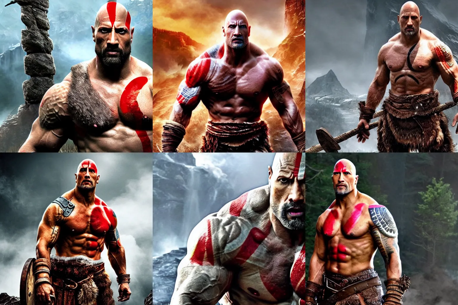 Image similar to Dwayne Johnson as God of war