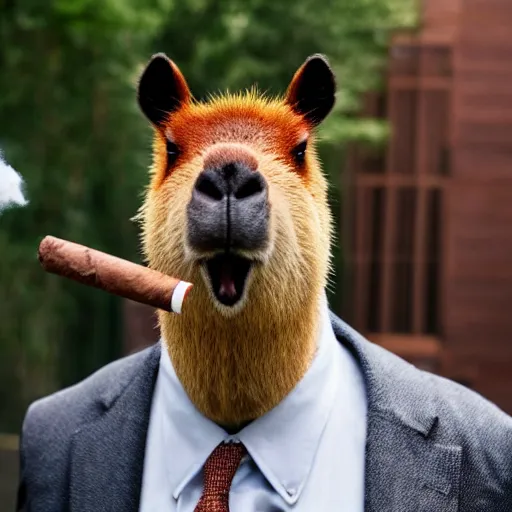 an antropomorphic capybara wearing a suit smoking a | Stable Diffusion ...