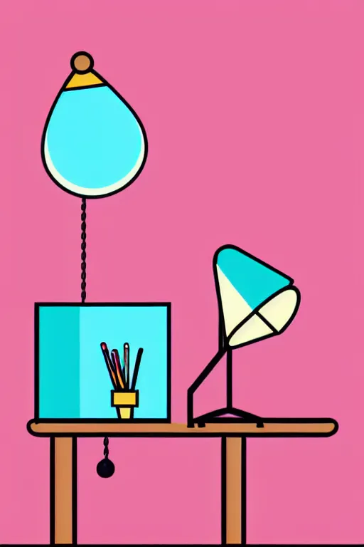 Image similar to minimalist boho style art of a colorful desk lamp, illustration, vector art