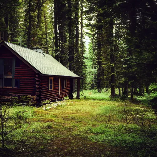 Image similar to A cabin in the woods, dslr, photography