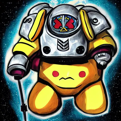 Prompt: pikachu in space marine power armor from warhammer 4 0 k, detailed digital art