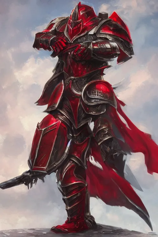 Image similar to knight armored in red, fantasy art, trending on artstation