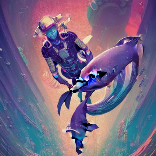 Image similar to a beautiful hyperdetailed character design 4 k wallpaper illustration of a cute dolphin, victo ngai cyberpunk style, from china, style of studio ghibli, makoto shinkai, raphael lacoste, louis comfort tiffany, artgerm, james jean, ross tran, chinese style