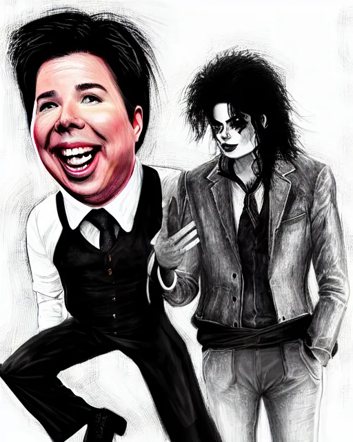 Image similar to Michael Mcintyre & a bearded man & white Michael Jackson in a nightclub in Porto,real life skin, intricate, elegant, highly detailed, artstation, concept art, smooth, sharp focus, photo