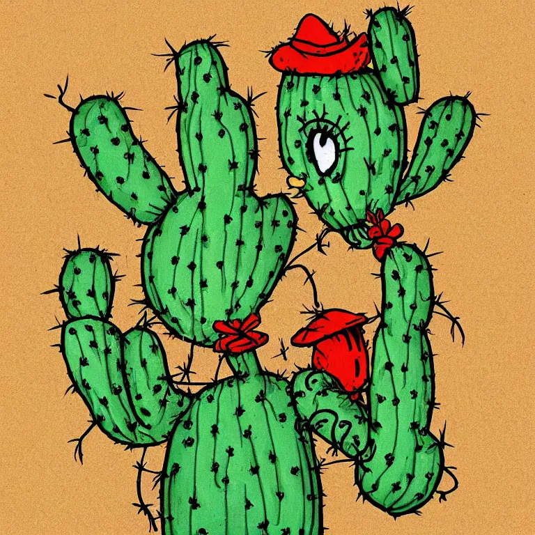 Image similar to “ a cactus scarecrow in the style of the art of hylics ”