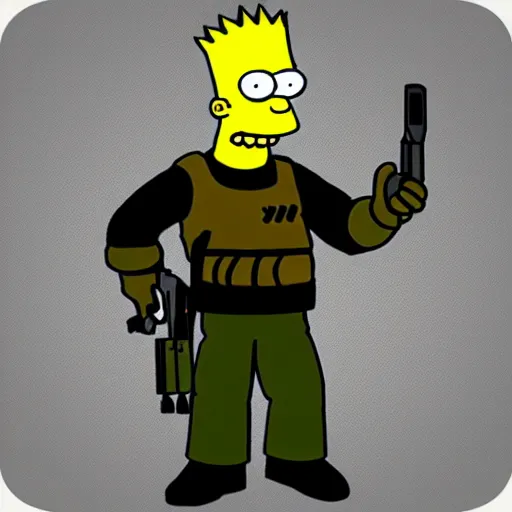 Prompt: bart simpson as a Call of Duty operator