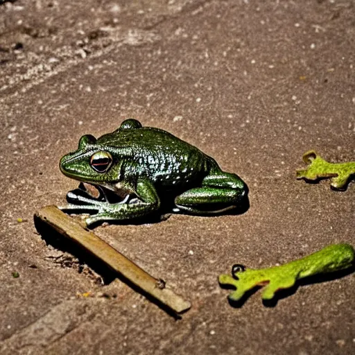 Prompt: christian frog, praying, cross