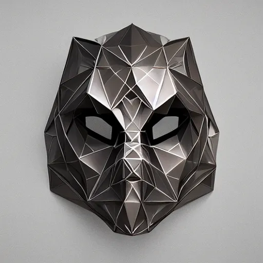 Image similar to a geometric mask with multiple angles and cuts. 3 d printed. intricate. super detailed. dramatic lighting. colors and sheen of mother of pearl. octane render.