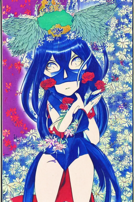 Image similar to a blue demon by riyoko ikeda, shojo magazine cover