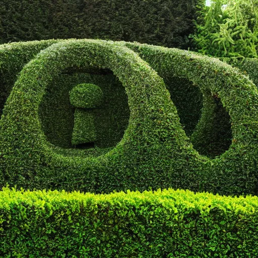 Prompt: a hedge bush masterfully shaped like Abe Lincoln in the center of a hedge maze, 4k, realistic lighting, realistic shadows