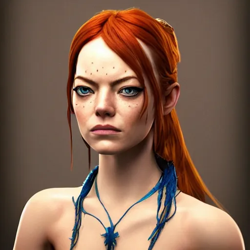 Prompt: Emma stone as a portrait of a female na’vi from Avatar, digital art, highly detailed, award winning, concept art, intricate, sharp focus, Trending on Artstation HQ, unreal engine 5, 4K UHD image