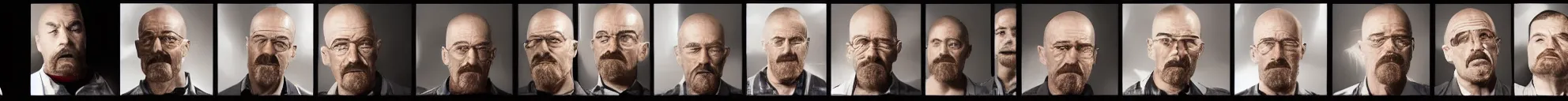 Image similar to 8 progressing frames from a video of walter white throwing a phone