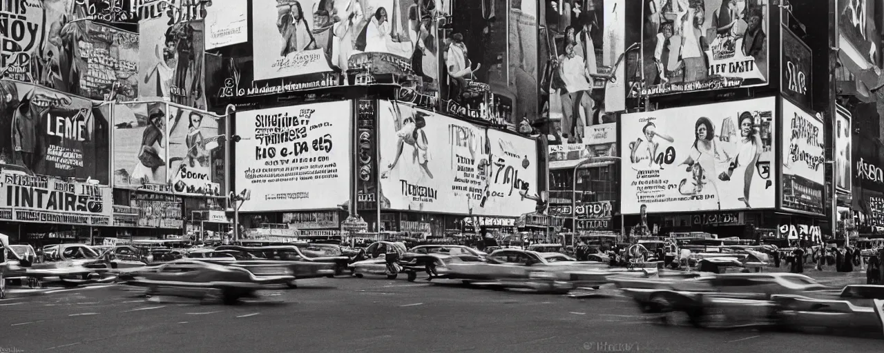 Image similar to advertisements of spaghetti in time square, 1 9 7 0's, fine detail, kodachrome
