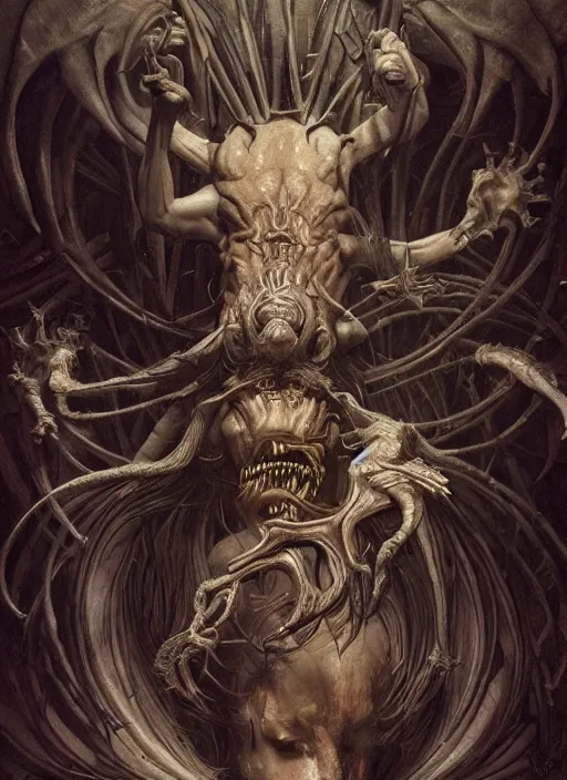 Image similar to manticore foreteller, physically accurate, moody dynamic lighting, very very intricate, very very elegant, highly detailed, digital painting, artstation, HR GIGER, Hieronymus Bosch, Francis Bacon, concept art, smooth, very beautiful, sharp focus, illustration, art by artgerm and greg rutkowski and alphonse mucha