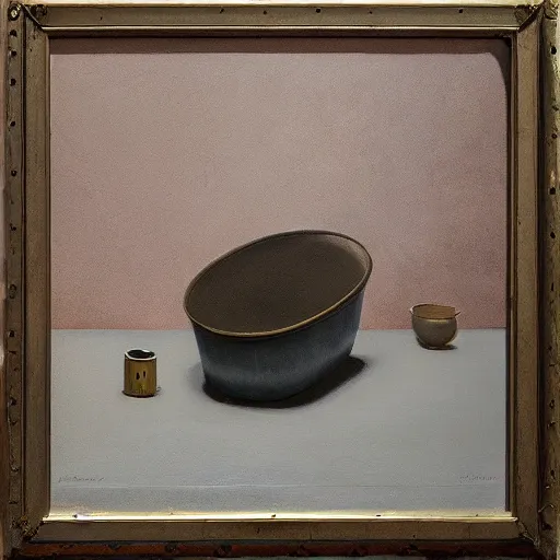 Prompt: ultrafine detailed painting, still life by julian schnabel and gertrude abercrombie, tonalism, oil on canvas, abstract sculpture