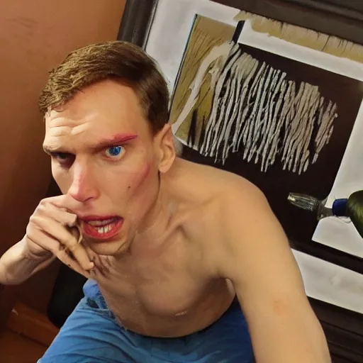 Image similar to jerma killing, oil painthing