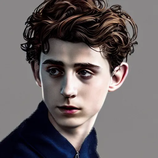 Prompt: Timothée Chalamet and Tom Holland crossbreed, illustrated and rendered by Xie Boli, trending on artstation, 4k, 8k, photorealistic imagery, photorealistic details, intricate, highly detailed