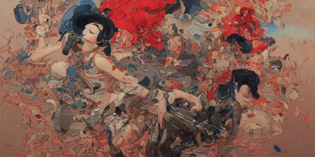 Image similar to orientalism painting by james jean and katsuhiro otomo and erik jones, inspired by akira anime, smooth texture, intricate oil painting, high detail illustration, sharp high detail, long exposure city pop