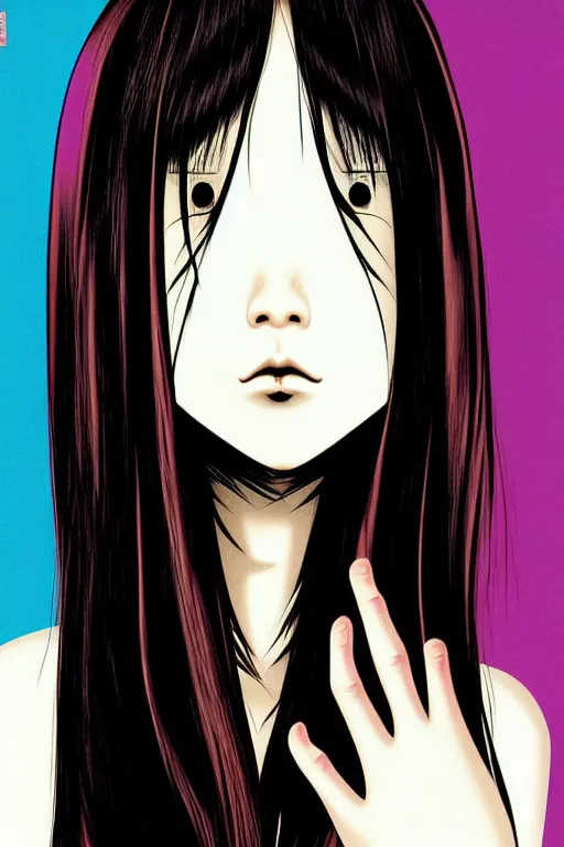 Image similar to sadako, pop art, asymmetrical, high details, digital painting, artstation trending, concept art, smooth, sharp focus, illustration, intecrate details, art by richard hamilton and mimmo rottela, pixels art by paul robertson