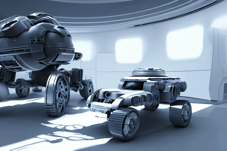 Image similar to still photo of a futuristic rover, highly detailed, photorealistic portrait, bright studio setting, studio lighting, crisp quality and light reflections, unreal engine 5 quality render