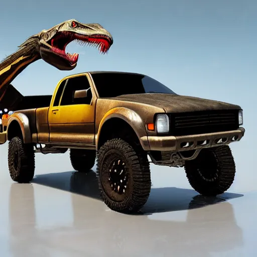 Image similar to truck velociraptor in the style of mad max and star wars, futuristic, dramatic lighting, intricate photorealism, high detail, many exotic high end features