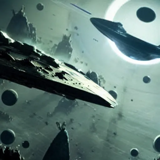 Image similar to an alien war fleet approaching earth at a sublight speed, science, epic, cinematic, futuristic