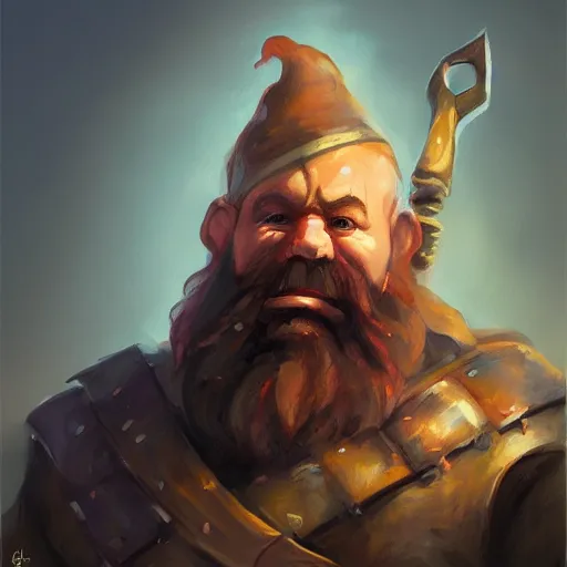 Image similar to portrait painting of a fantasy dwarf fighter with a huge iron axe, medium shot, asymmetrical, profile picture, organic painting, sunny day, matte painting, bold shapes, hard edges, street art, trending on artstation, y greg irons, dave sutherland