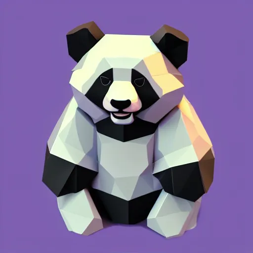 Prompt: low poly isometric panda