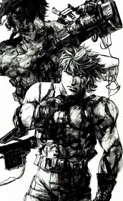 Image similar to solid snake by yoshitaka amano