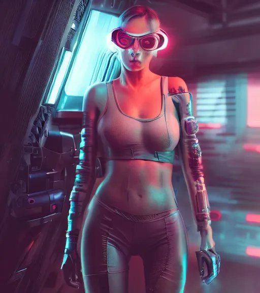 Prompt: a cyberpunk woman, hyperrealistic, cyber world, ambient lighting, concept art, hyper - detailed, smooth, octane, ray tracing, cinematic, high quality