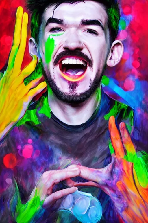 Image similar to Sean McLoughlin, jacksepticeye, irish youtuber, solo portrait, yelling really loud 🎨🖌️