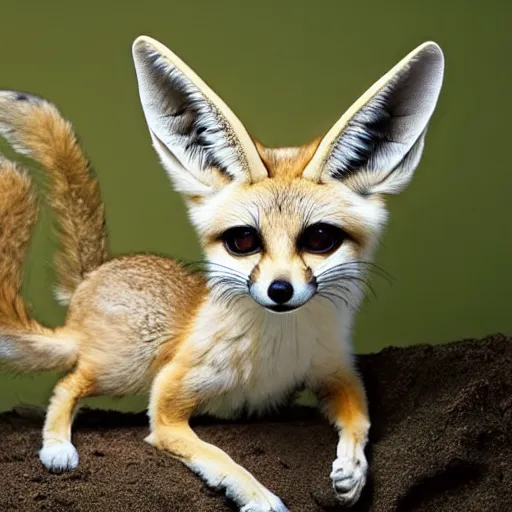 Image similar to a fennec fox with gigantic ears, national geographic photography, highly detailed